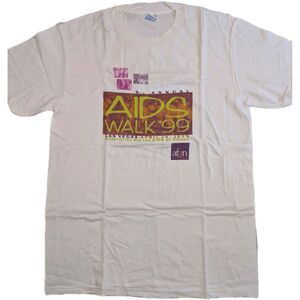 Vintage - Hanes - 1999 Las Vegas AIDS Walk Art Box Logo T Shirt Men's M [38-40]